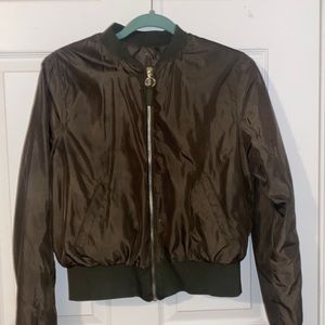 Olive green zip up bomber jacket